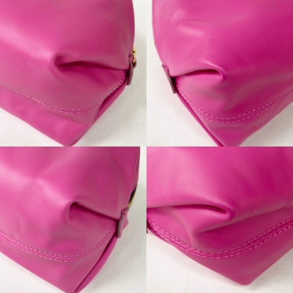 J. Crew Harper Mini Dopp Kit Toiletry Bag in Barbie Pink Italian Leather New - Picture 8 of 12